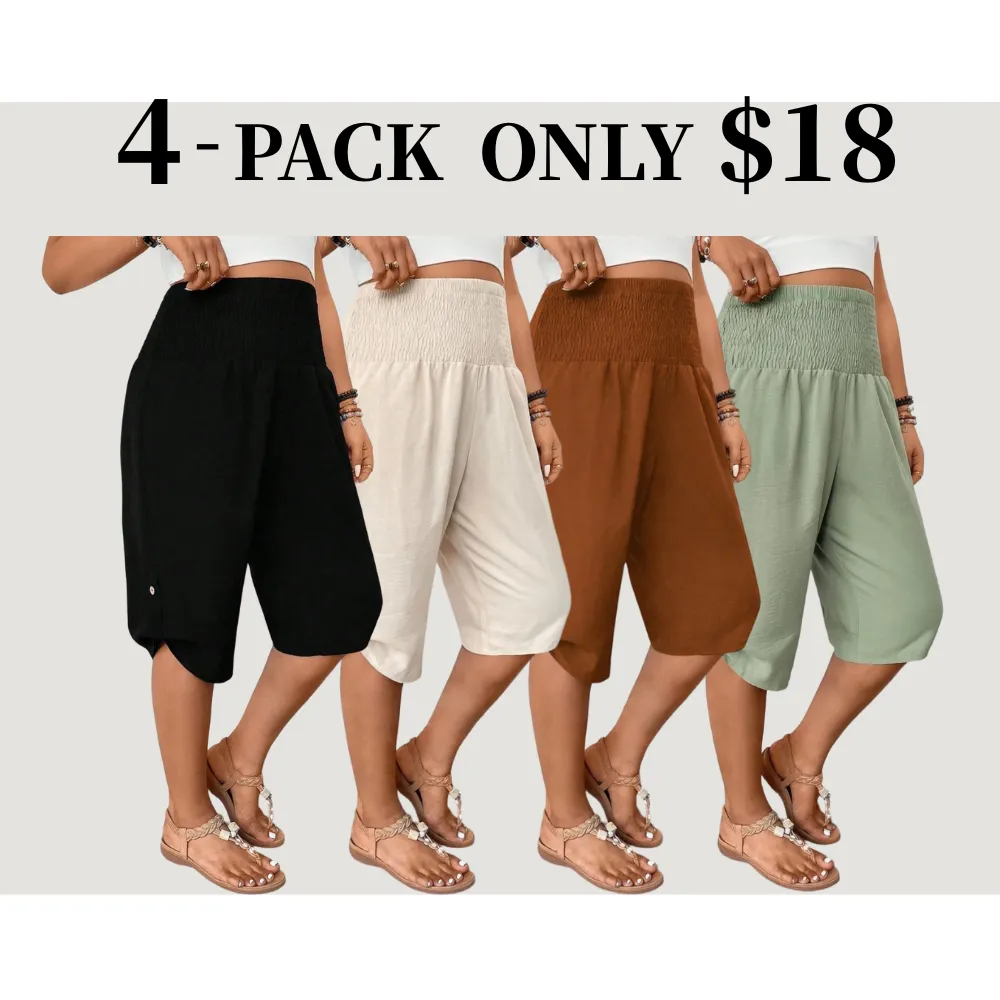 Factory Direct Women's Elastic Waist Comfort Capri Pants, 8-Pack Only $24