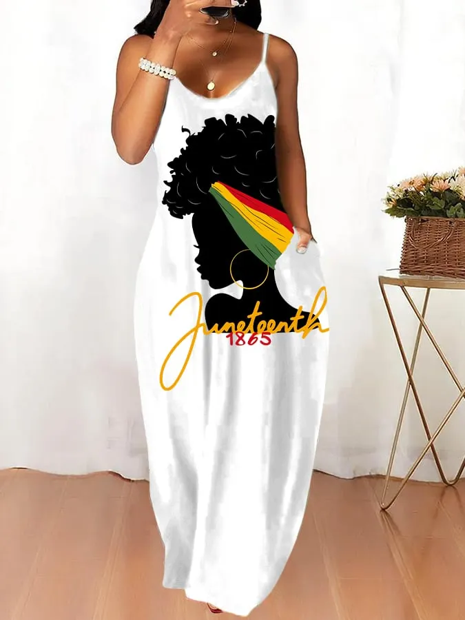 Women's 1865 Black History Juneteenth Suspender Dress