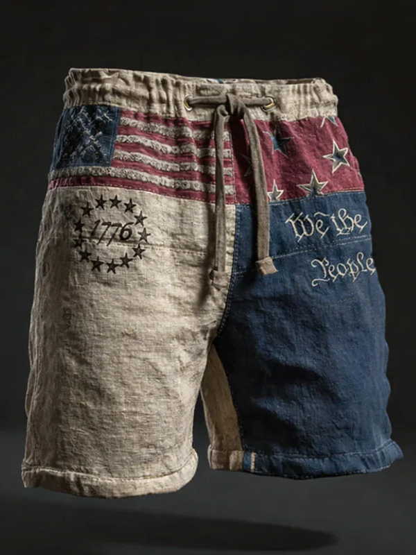 Men's 250 Years Of Freedom We The People Stars Stripes 1776 Printed Casual Shorts