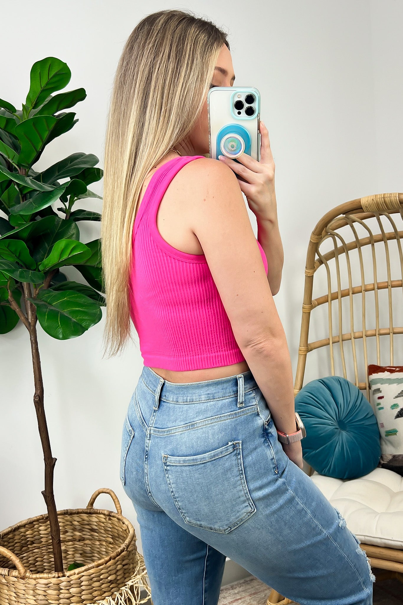 Ribbed Seamless Cropped Tank Bra Top