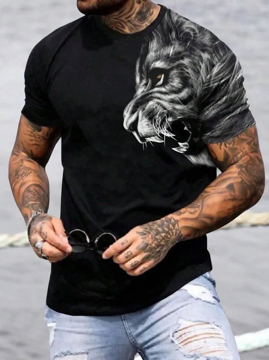 Men's African Tiger Art Print T-Shirt