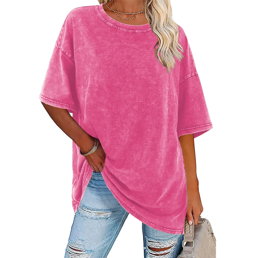 Women's Loose-Fit T-Shirt — Acid-Washed, Heavyweight Pure Cotton, Vintage Unisex Style