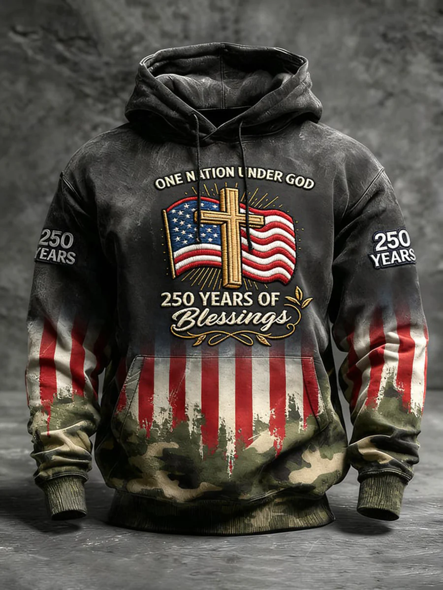 250Th Anniversary Of The United States Flag Cross Commemorative Vintage Hoodie