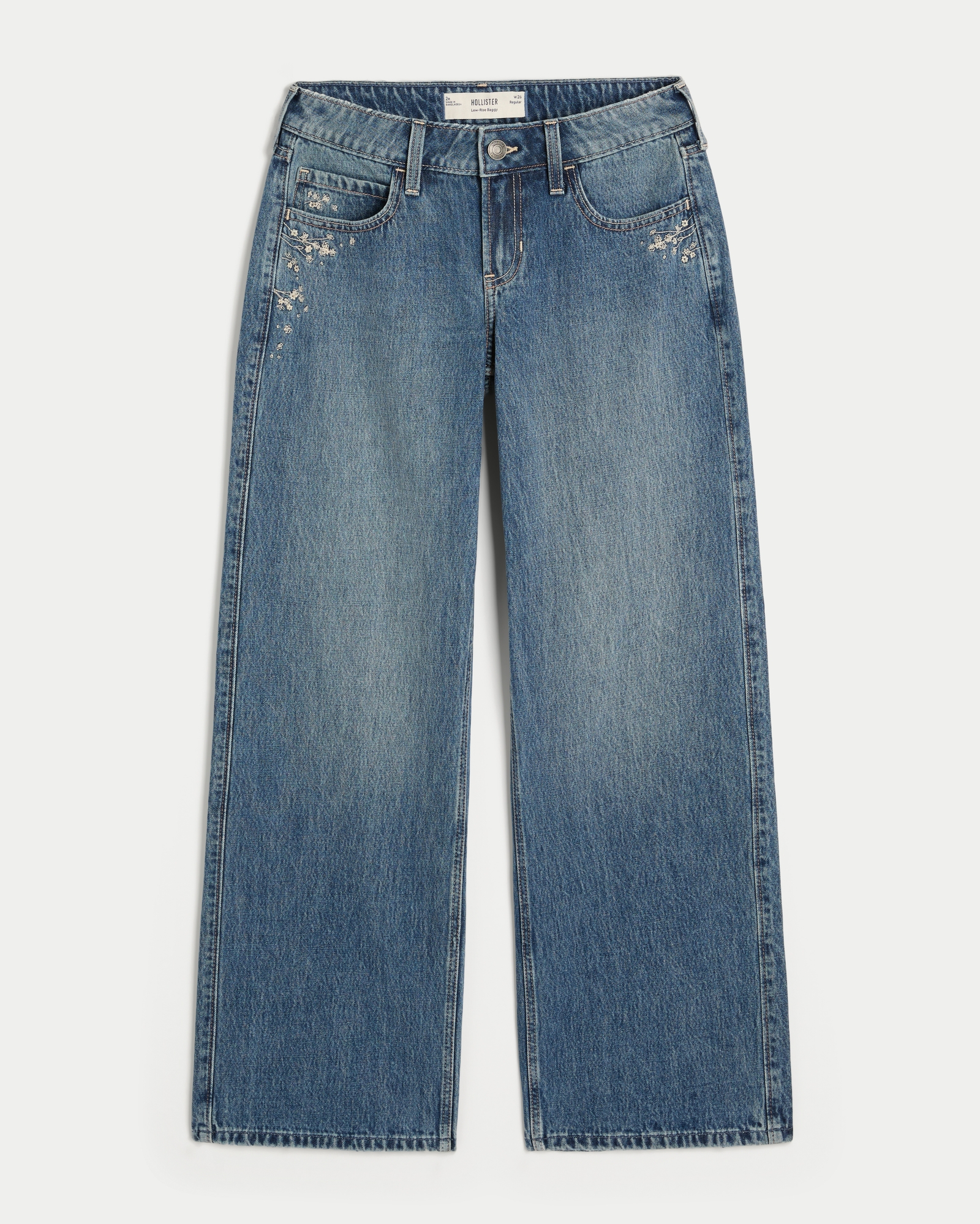 Low-Rise Dark Wash Baggy Jeans