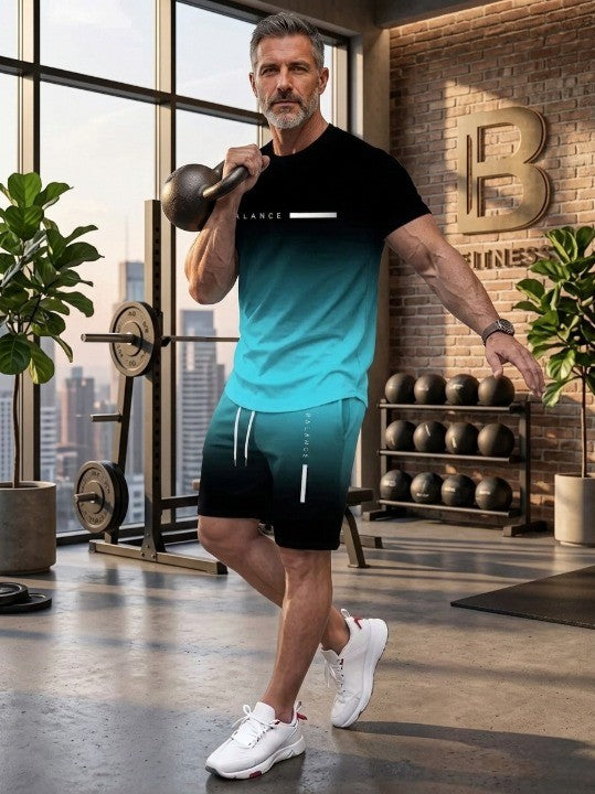 Men's Gradient Fitness Short Sleeve Set