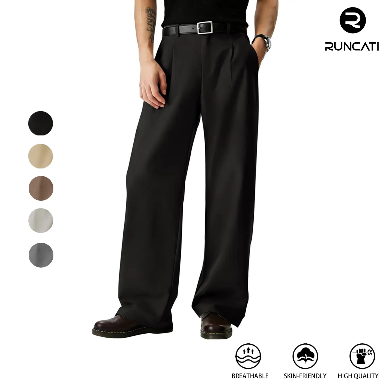 Men’s Pleated Wide-Leg Dress Pants