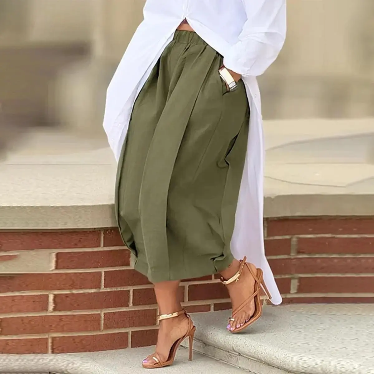 Women's Loose Cotton Lantern Pants – Soft Breathable Elastic Waist Casual Summer Pants with Pockets