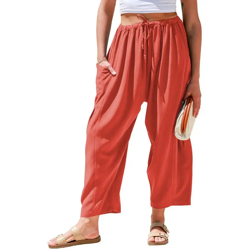 Womens Linen Wide Leg Pants