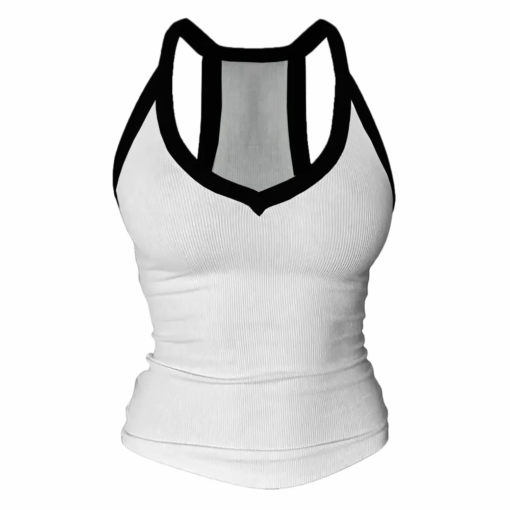 Built-in bust support, sleeveless backless slim-fit basic tank top
