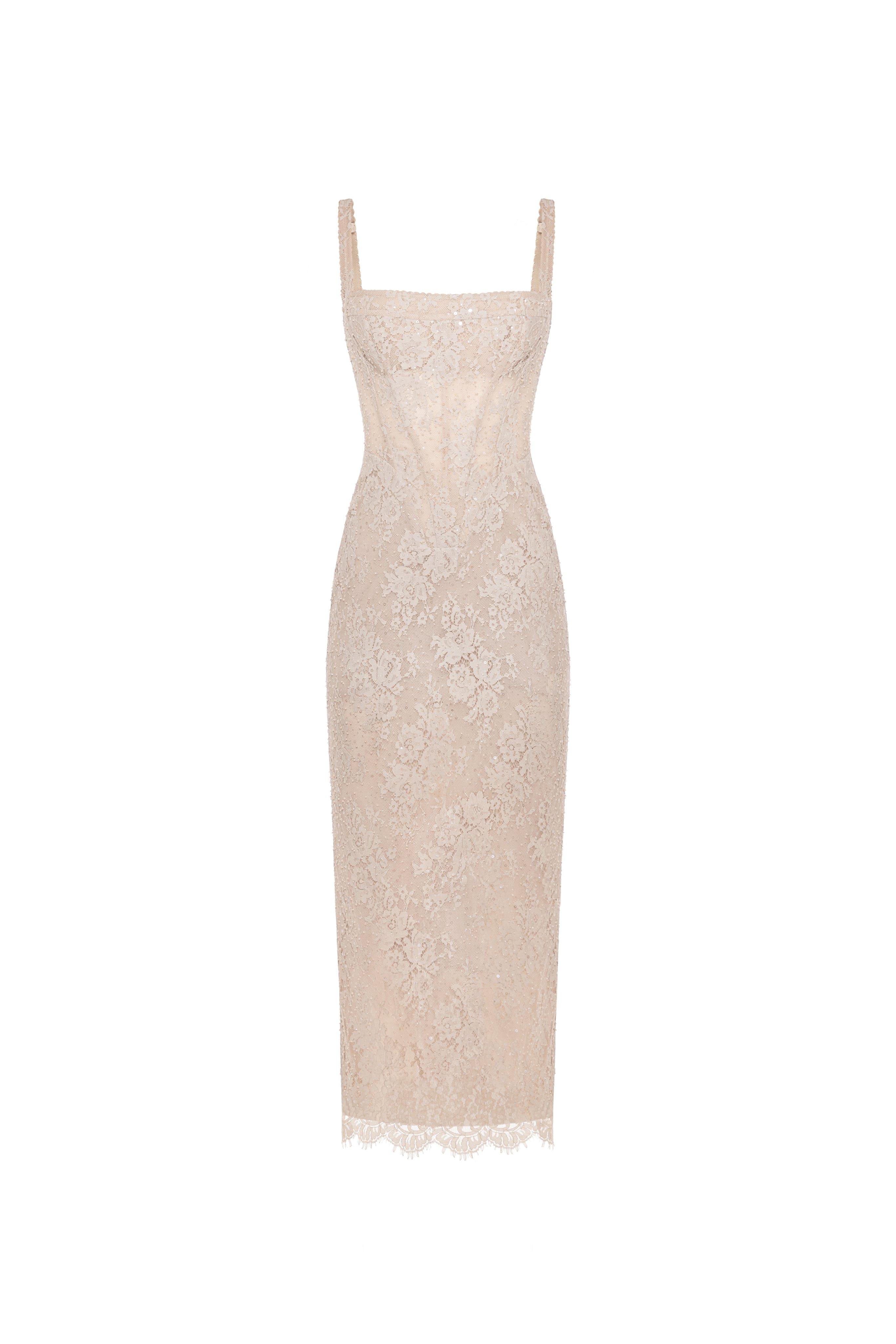 Beige sequinned maxi dress