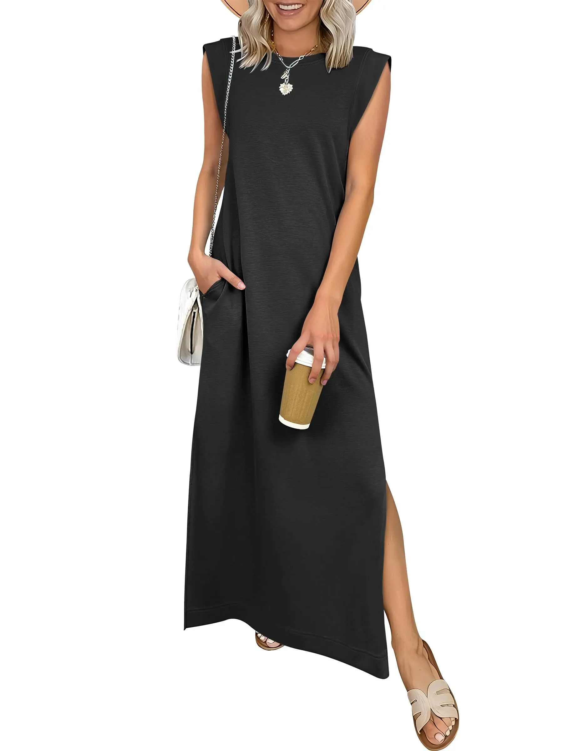 🌸 Summer Wrap Sleeveless Dress – Casual & Comfortable