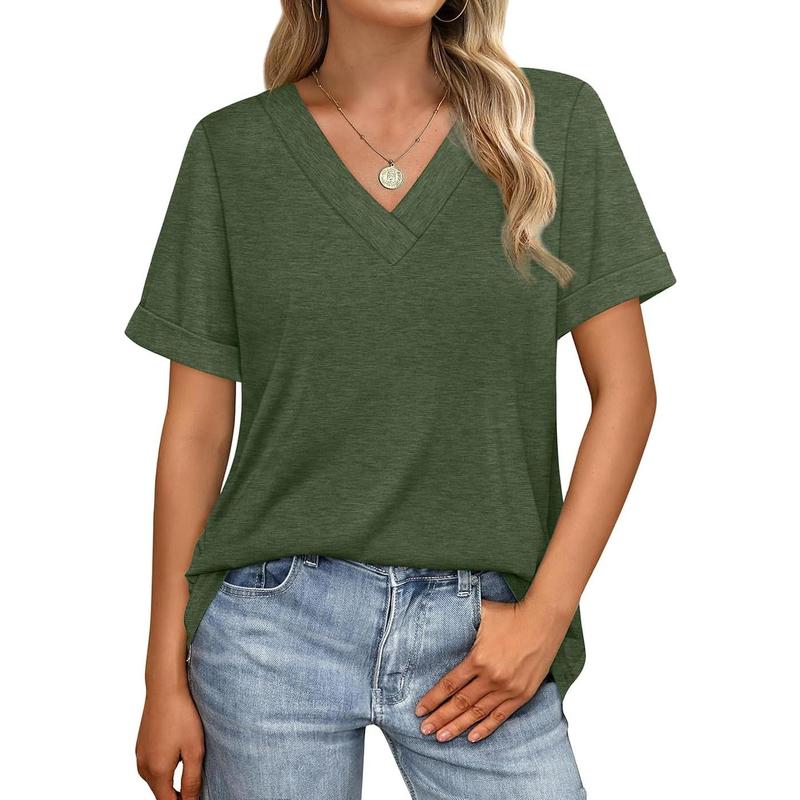 Women's Casual V-Neck Short Sleeve T-Shirt