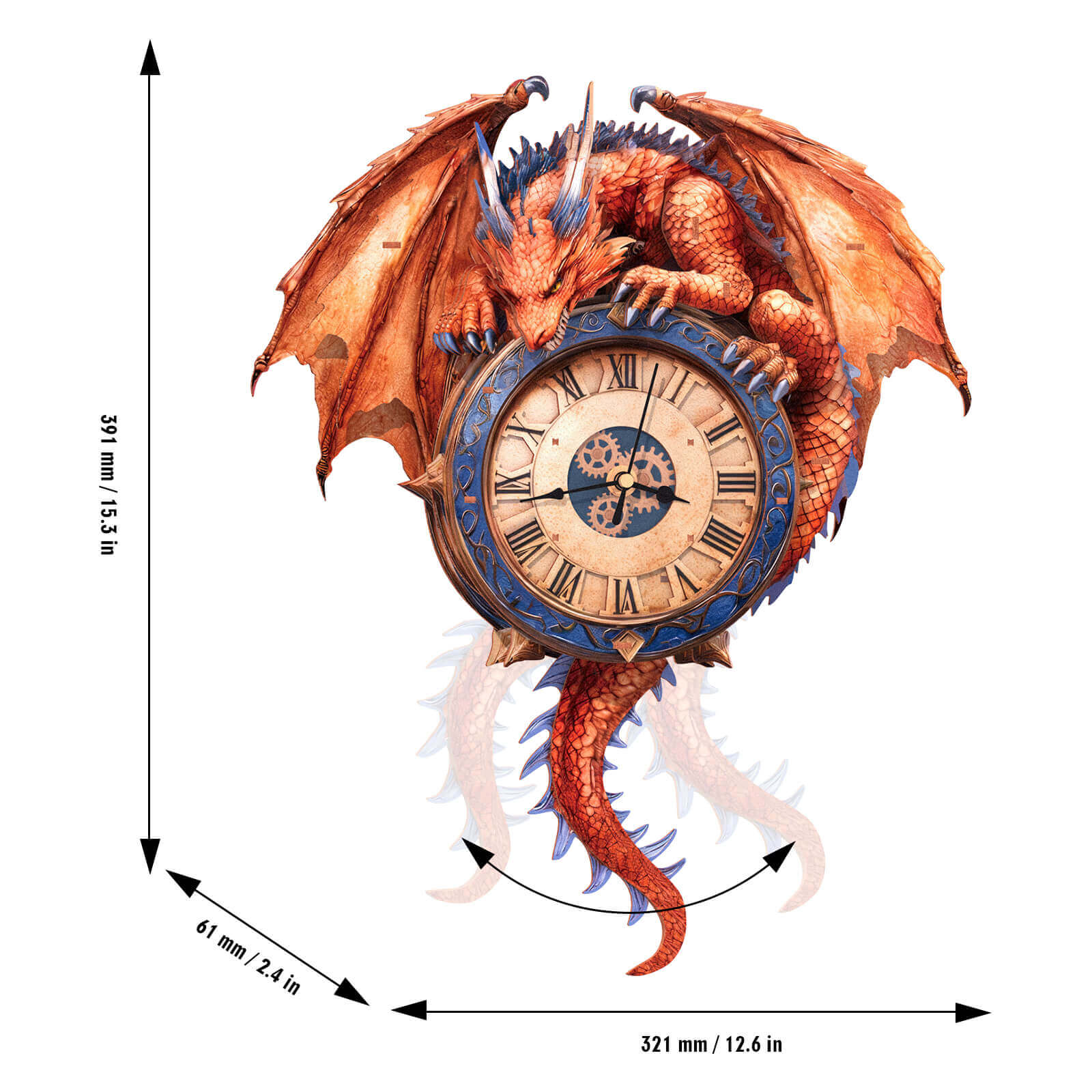 Flame DragonDIY Wooden Clock, 3D Puzzle Craft Kit