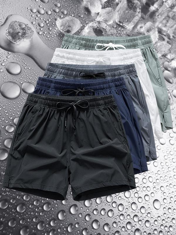 Men's Zipper Pocket Casual Shorts – Drawstring Waist, All-Season Wear