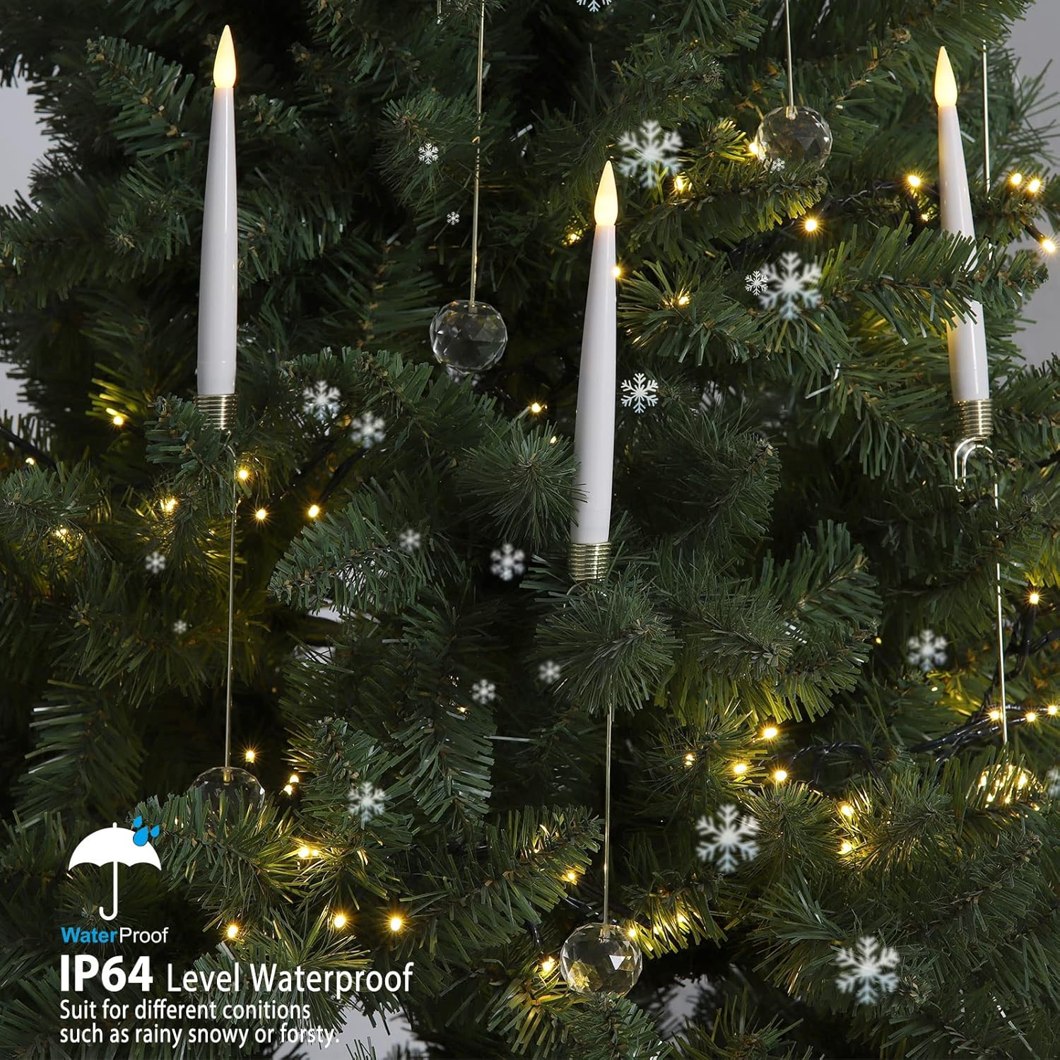 🎄Christmas Tree Led Candles with Clear Crystal Ball Hook