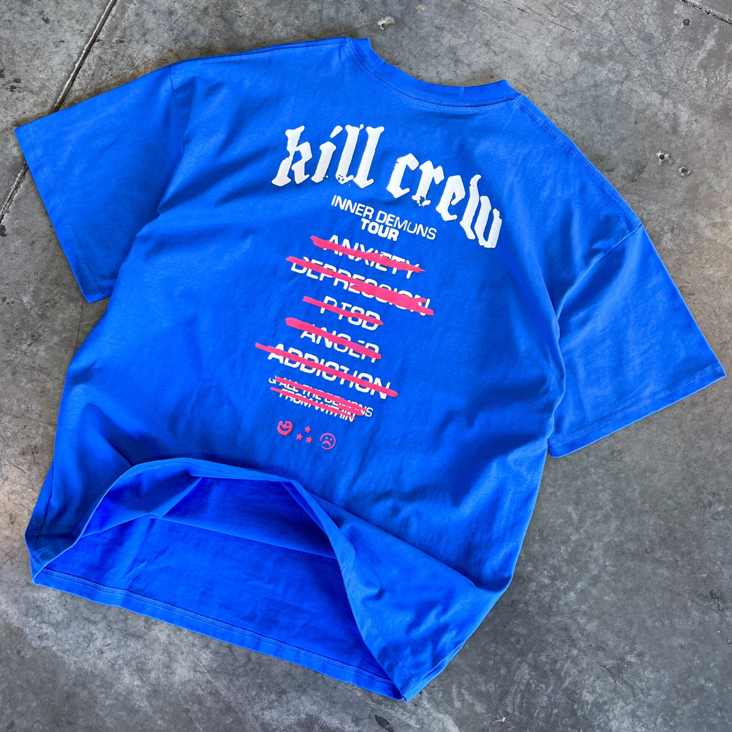 RELAXED FIT INNER DEMONS TOUR T-SHIRT - BLUE / WHITE
