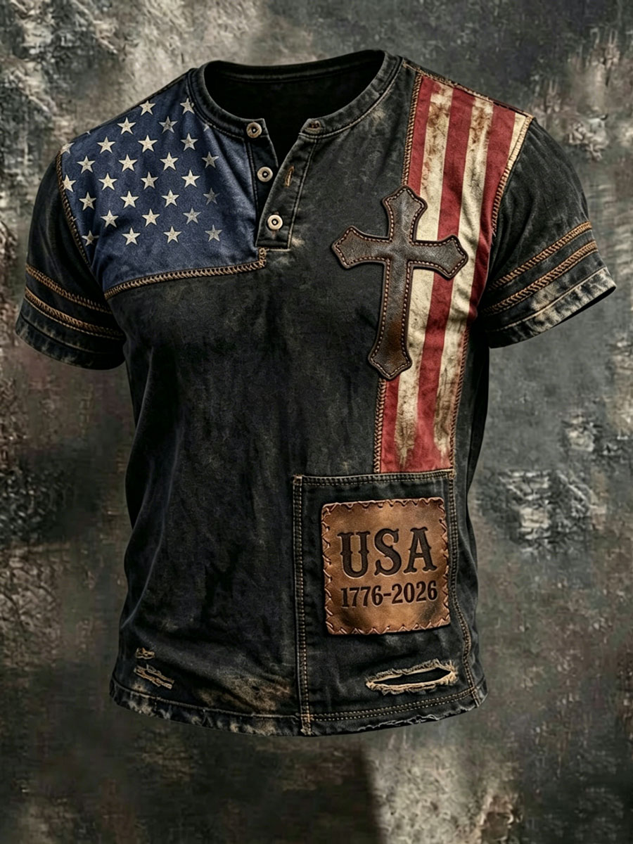 Men'S Retro 250Th Anniversary American Faith Short-Sleeve T-Shirt