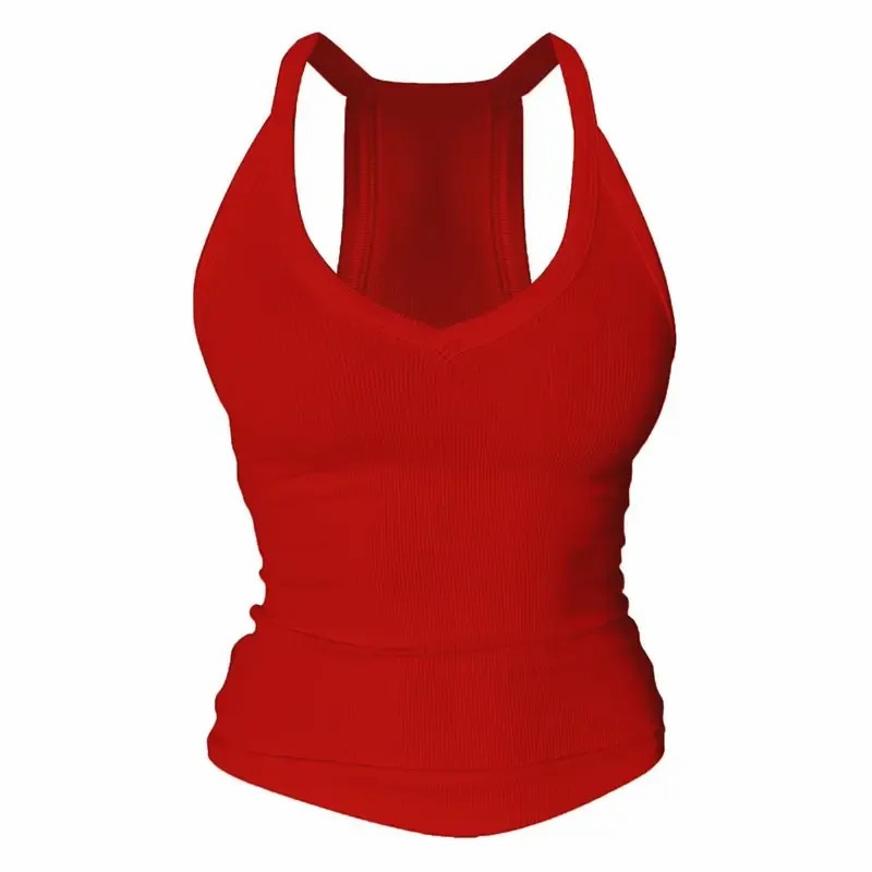 Built-in bust support, sleeveless backless slim-fit basic tank top