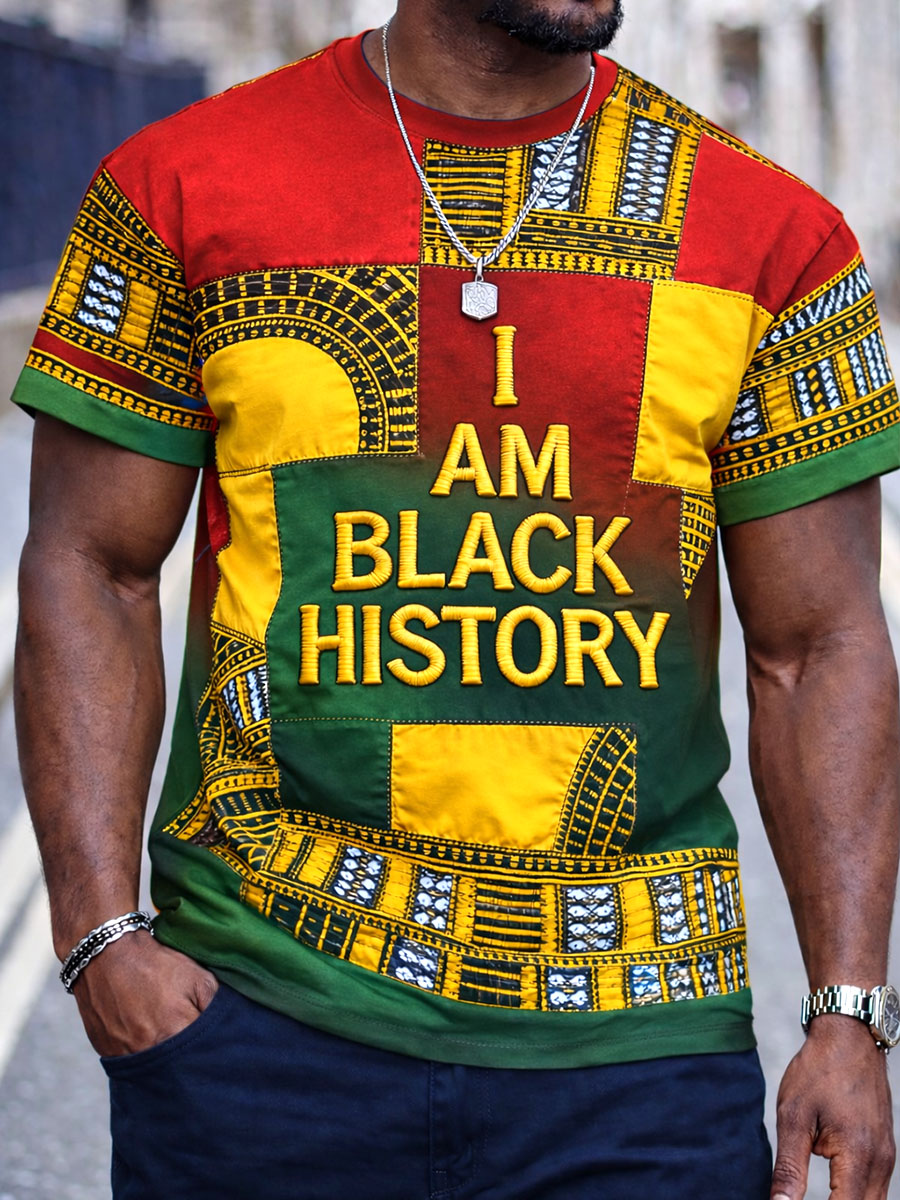 Black History Month Printed Casual Short-Sleeved T-Shirt