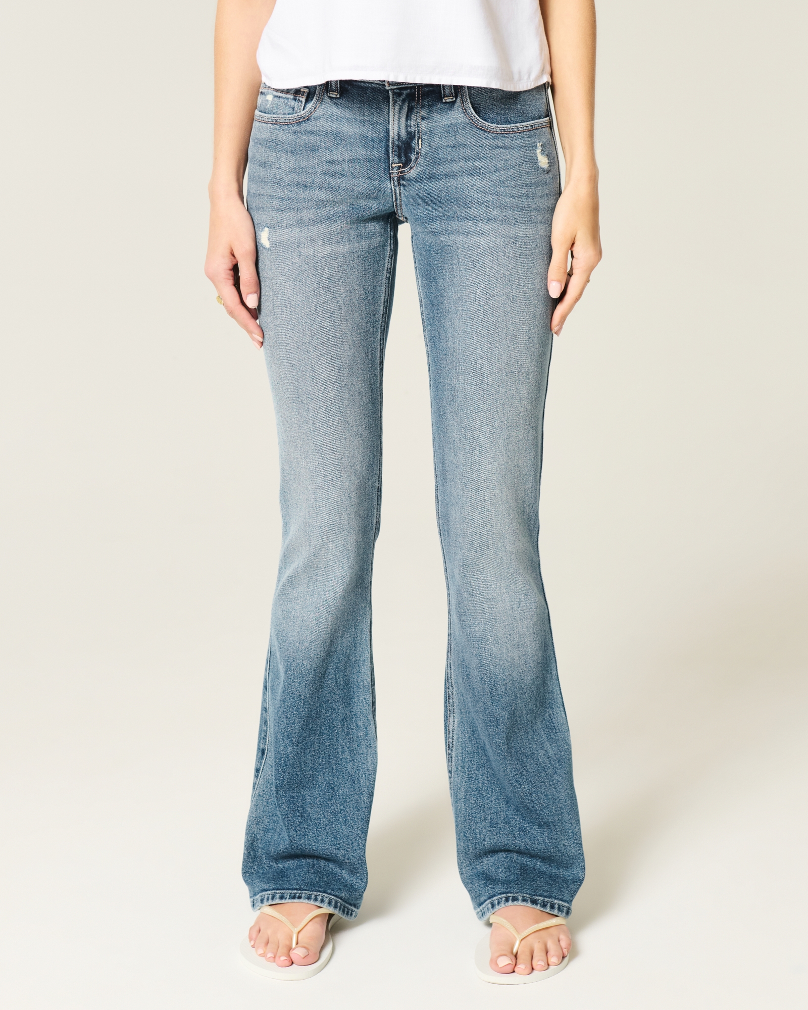 Low-Rise Dark Wash Embroidered Bootcut Jeans
