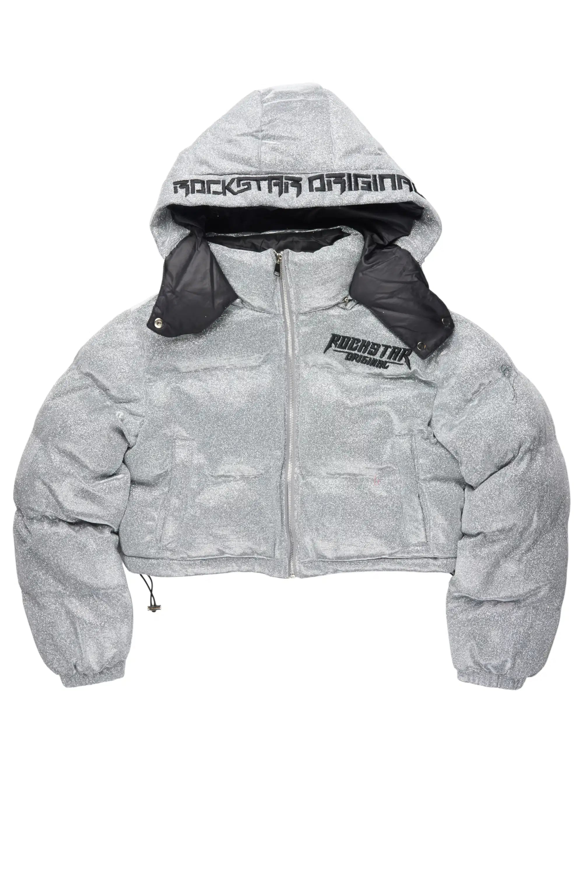 Meranda Silver Glitter Puffer Jacket