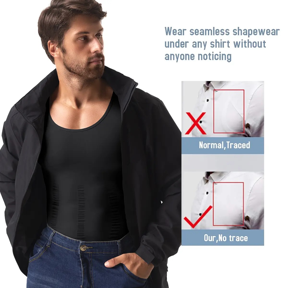 Men's Compression Tank Top - Tummy Control Body Shaper for Workout & Athletic Activewear