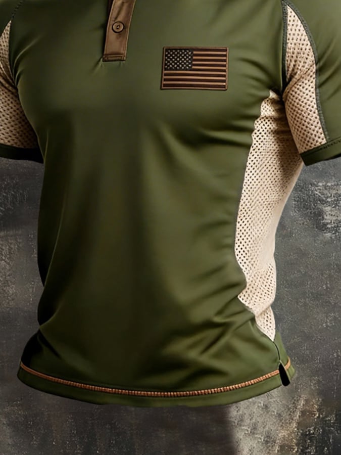Men's Retro Spliced ​​Breathable Mesh 