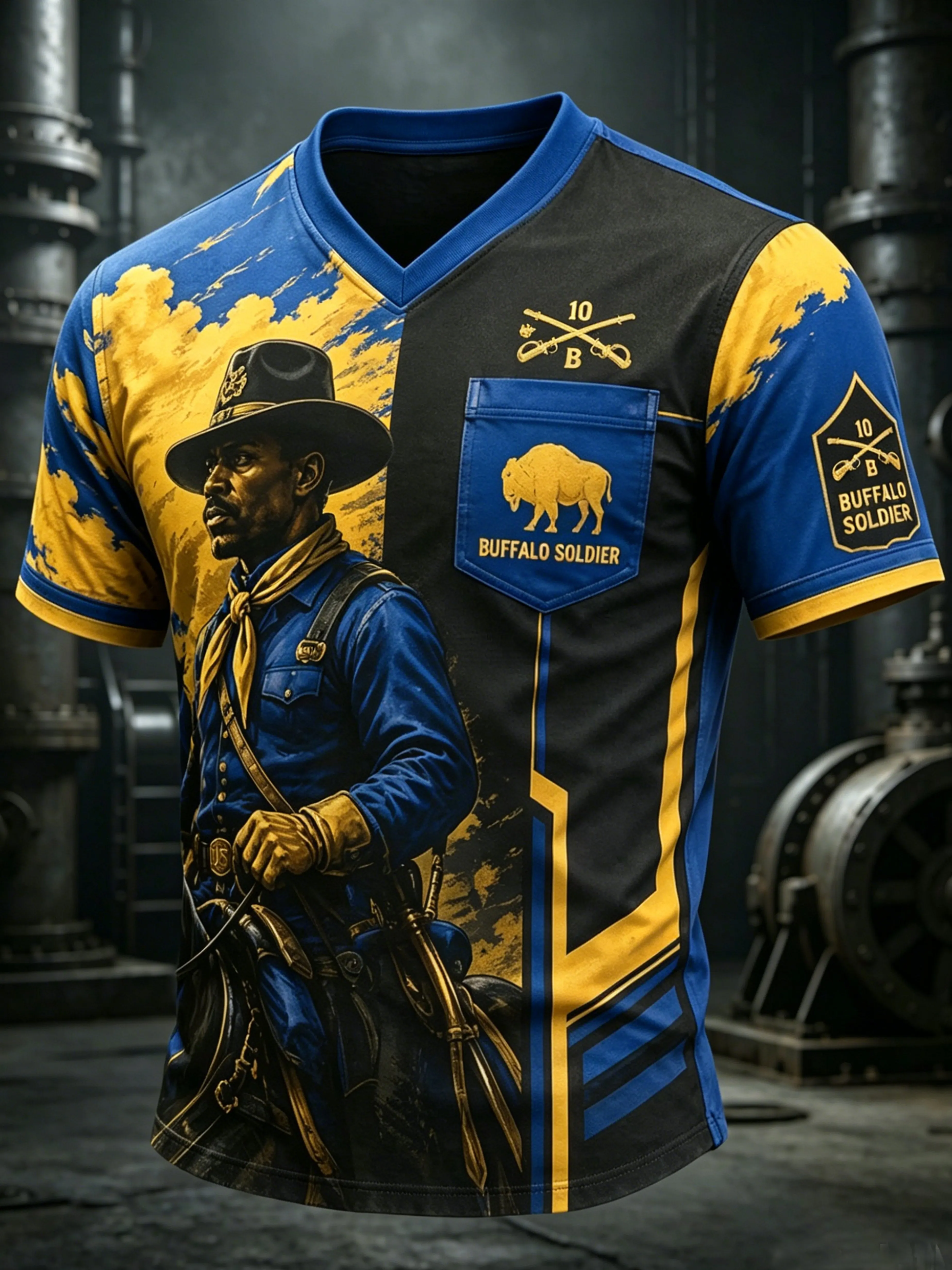 Men's Juneteenth Buffalo Soldier Cycling Art Print Top
