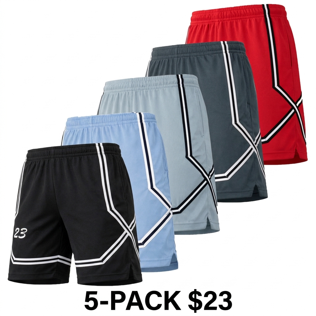 Men's 5-Pack Moisture Wicking Mesh Shorts – Active Performance Athletic Bottoms