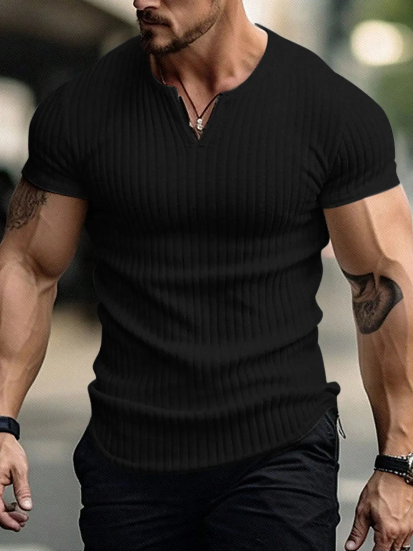 Essential Ribbed Henley 8-Pack Variety Bundle - Premium Athletic Fit