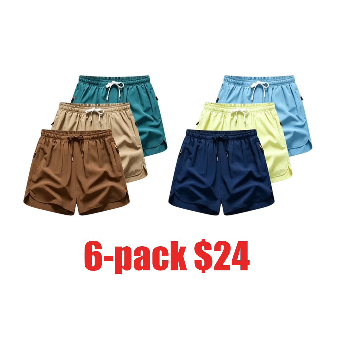Women's 3-Pack Quick-Dry Athletic Shorts – Elastic Waist with Drawstring & Zippered Pockets for Summer Sports