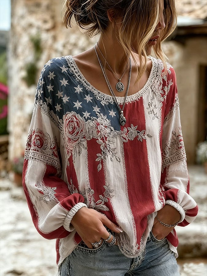 Women's Pink Gradient Print Faux Linen Shirt
