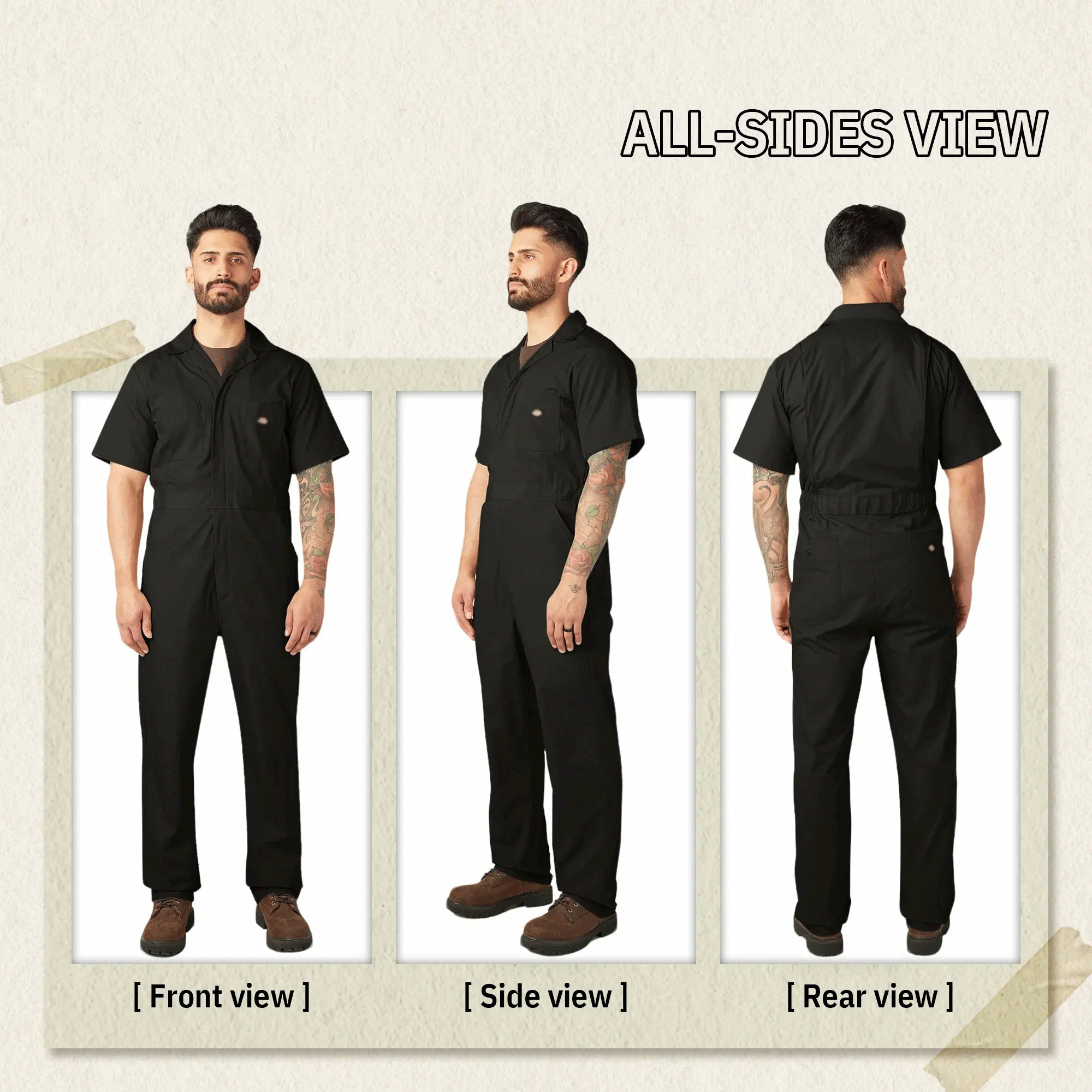 Short Sleeve Coveralls, Men's Sleeve Workwear,Lightweight Design,Worn Over Everyday Clothes