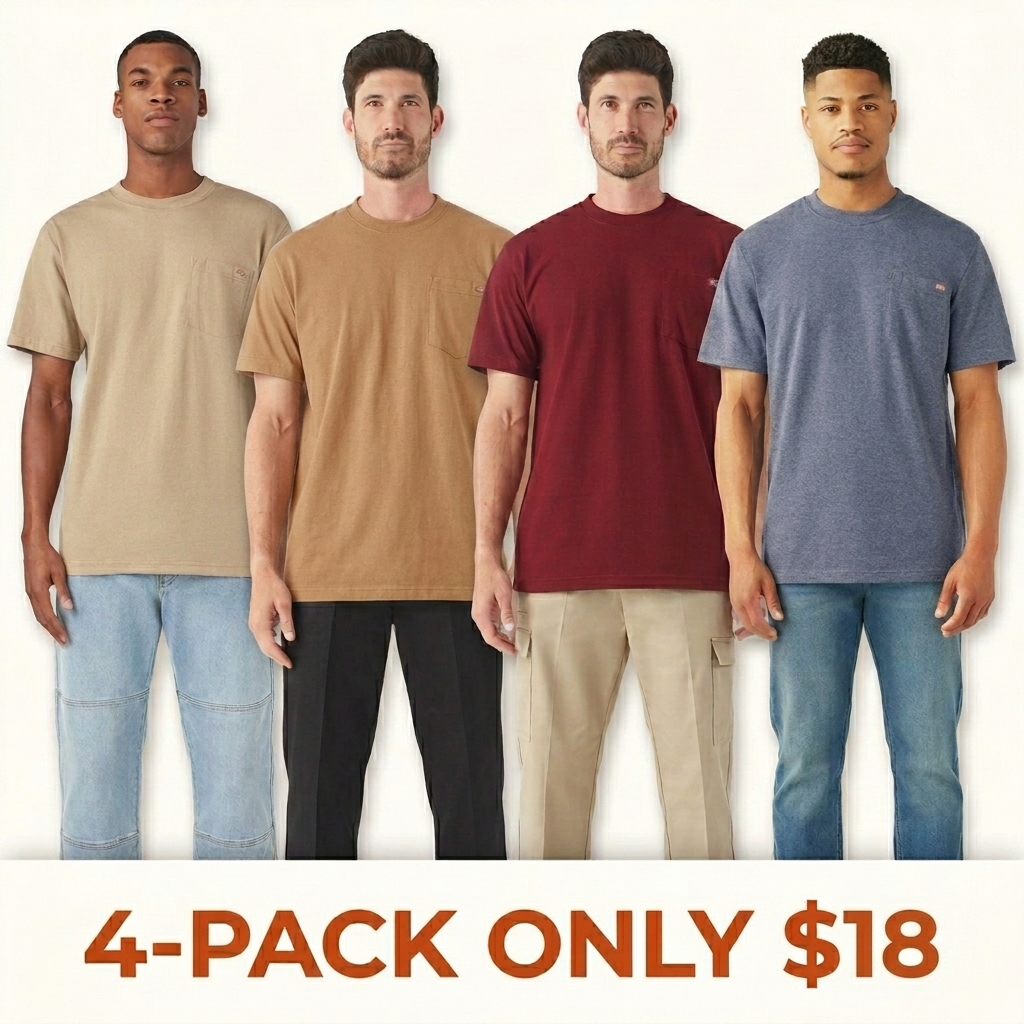 Men's Heavyweight Heathered Short Sleeve Pocket, Heavyweight Logo Graphic, Workwear Layering Style