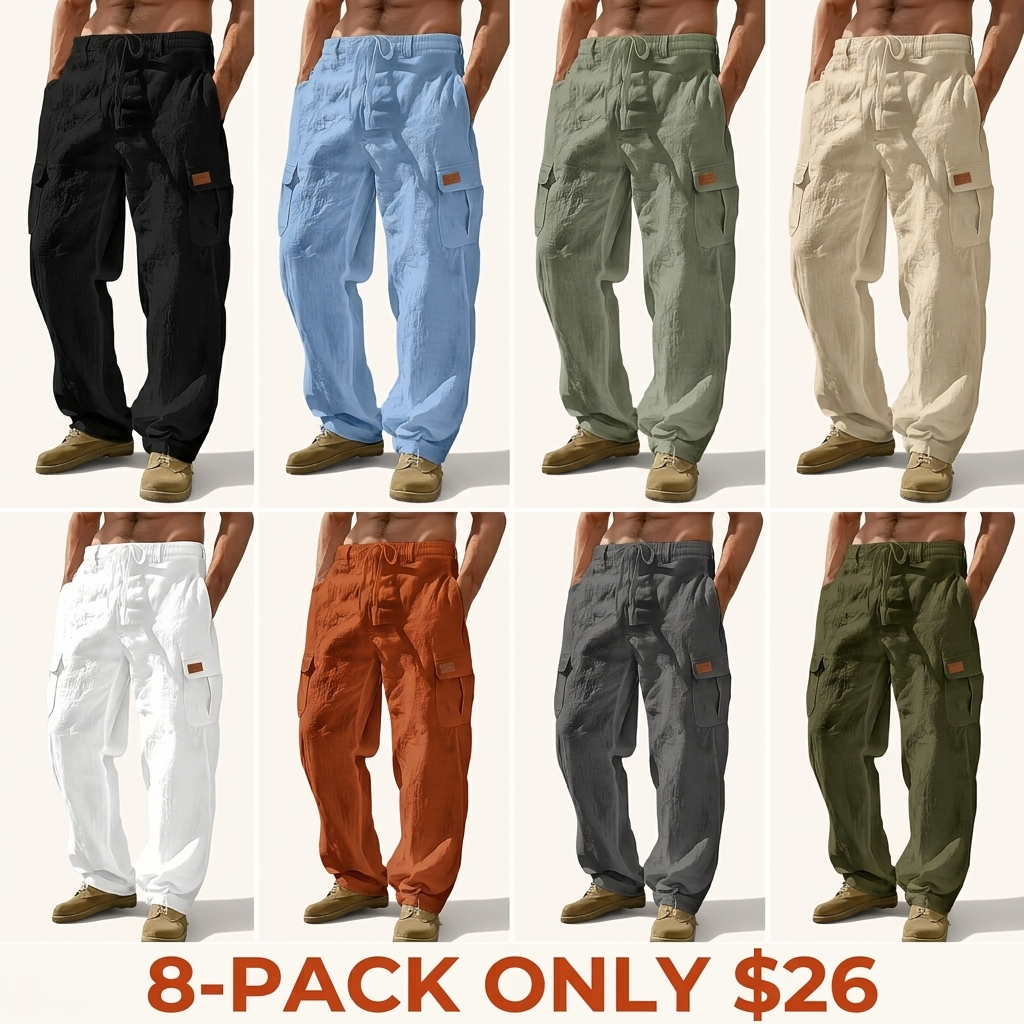 Men's Linen Cargo Trousers