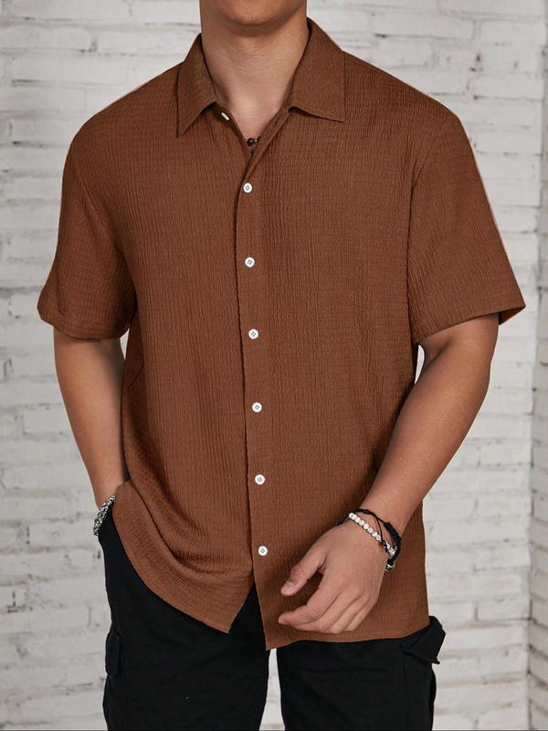 Men’s Lightweight Knitted Button-Front Short Sleeve Shirt