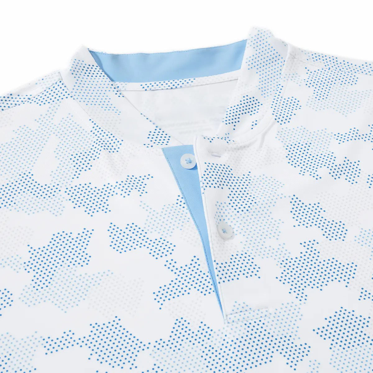 Men's Collarless Performance Golf Shirt – Dry Fit Stretch Henley with Printed Design