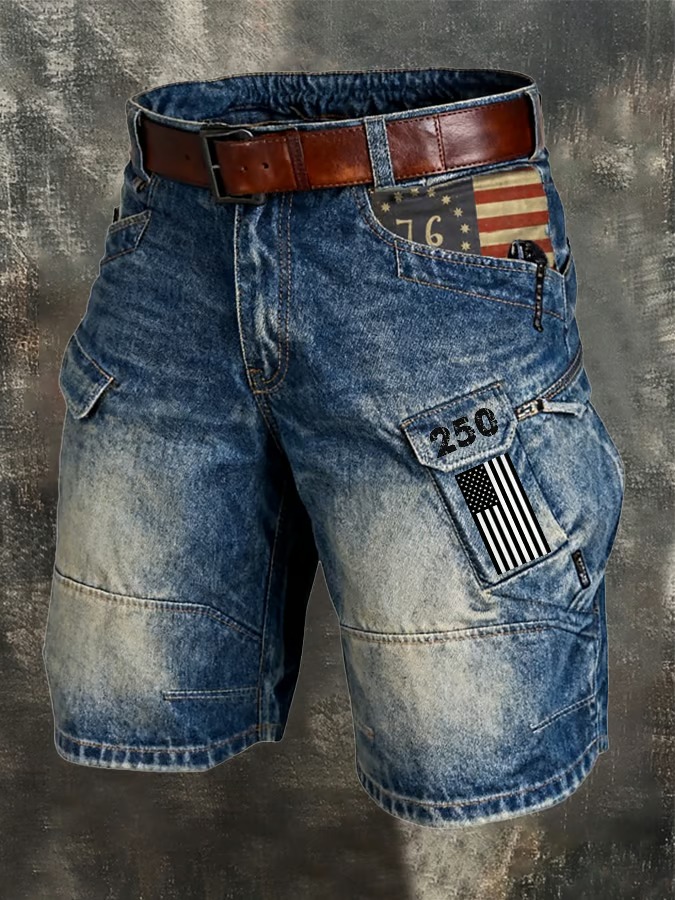 250Th Anniversary Flag Denim Printed Men'S Work Pants