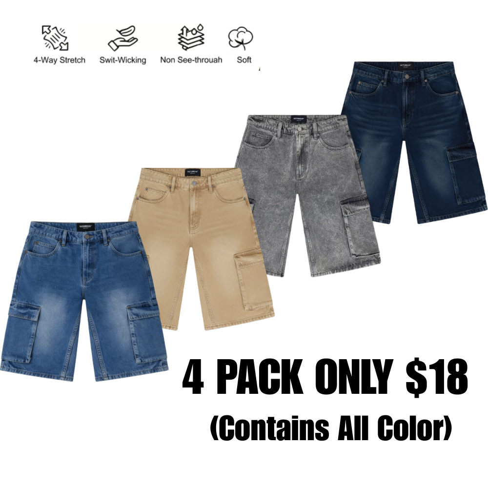 Baggy Fit Cargo Denim Shorts