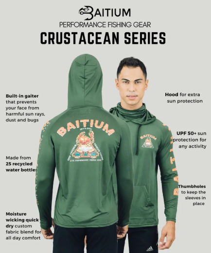 Men’s Hooded UPF 50 Long Sleeve Fishing & Construction Shirt with Gaiter