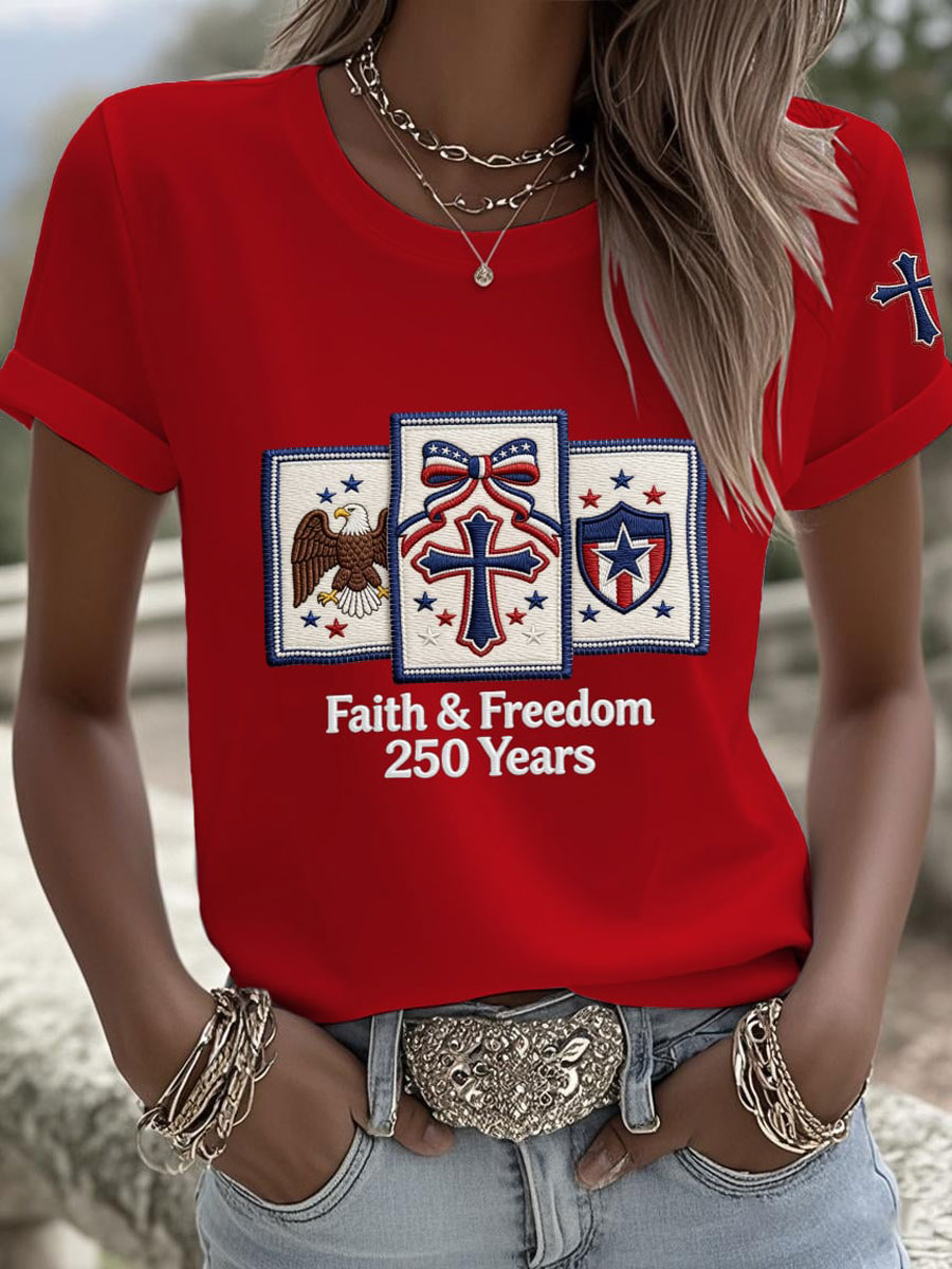 Women'S American 250Th Anniversary Faith & Freedom Short-Sleeve T-Shirt