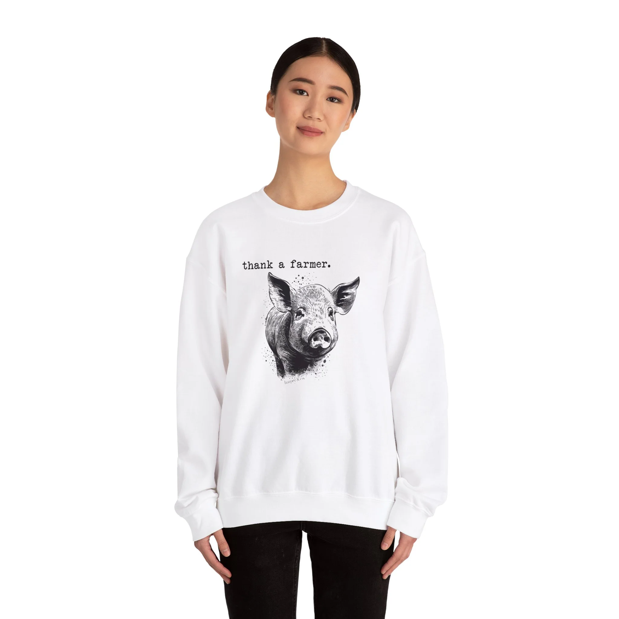Thank a Farmer Pig Unisex Heavy Blend? Crewneck Sweatshirt