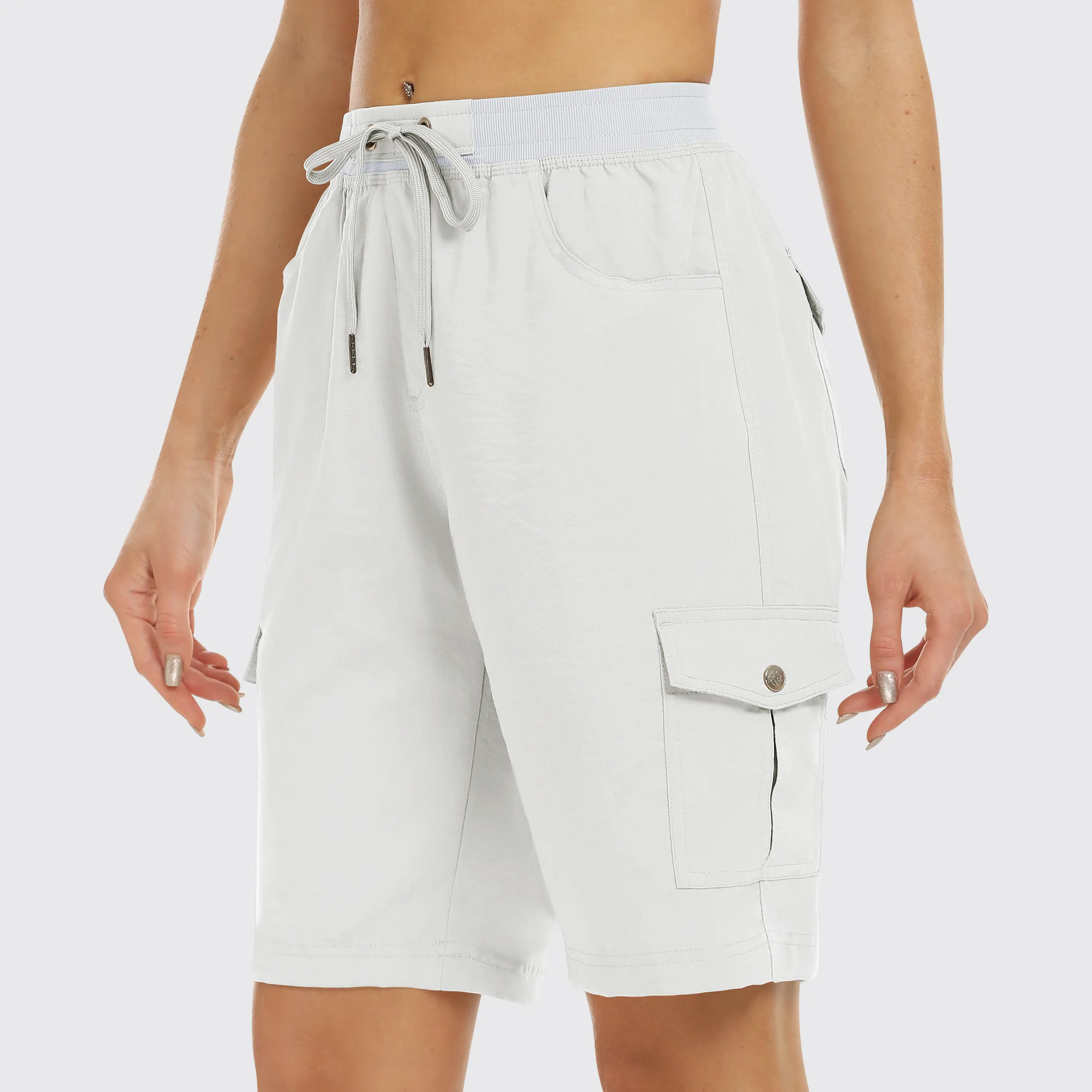 Women's 6-Pack Lightweight Quick Dry Outdoor Shorts – Elastic Waistband with Pockets for Hiking Camping