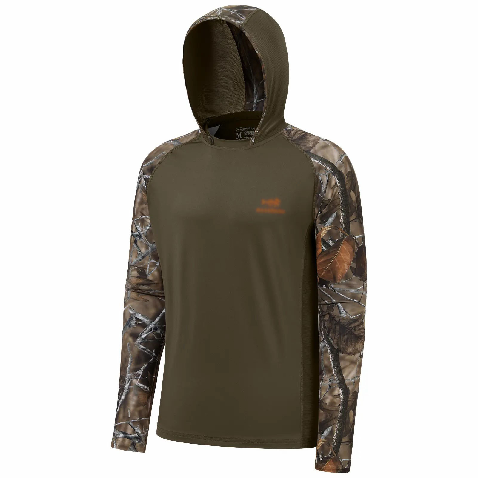 Men's UPF 50+ Long Sleeve Fishing Hoodie – Camo Cooling Shirt with Pockets & Thumbholes
