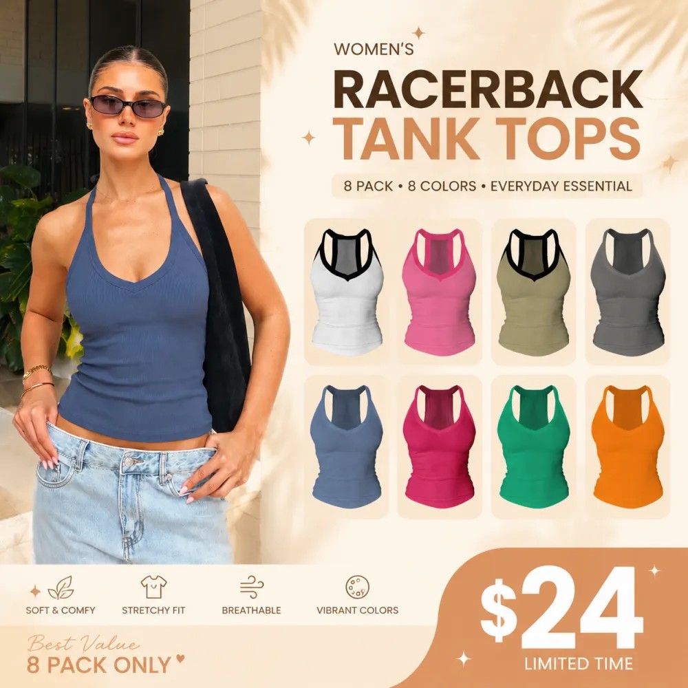 Built-in bust support, sleeveless backless slim-fit basic tank top
