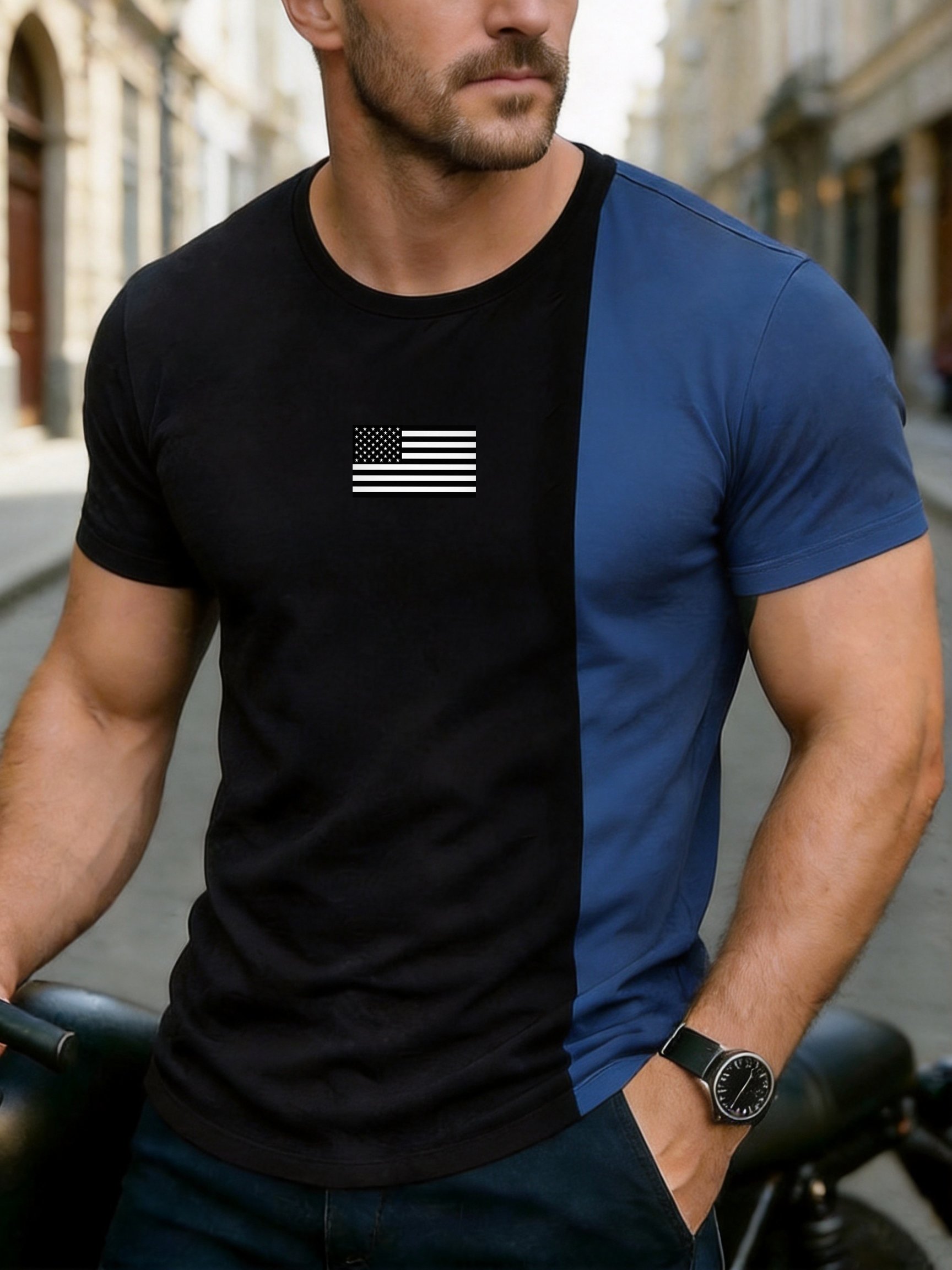 Men's Retro Color-block 