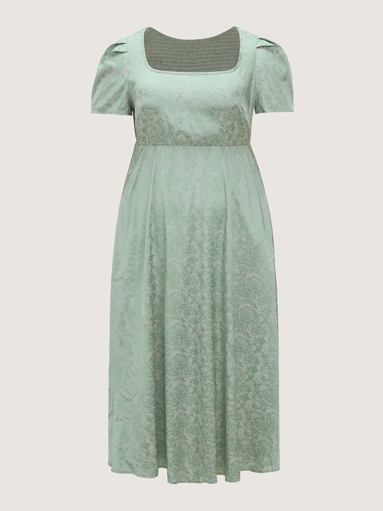 Floral Texture Square Neckline Party Maxi Dress