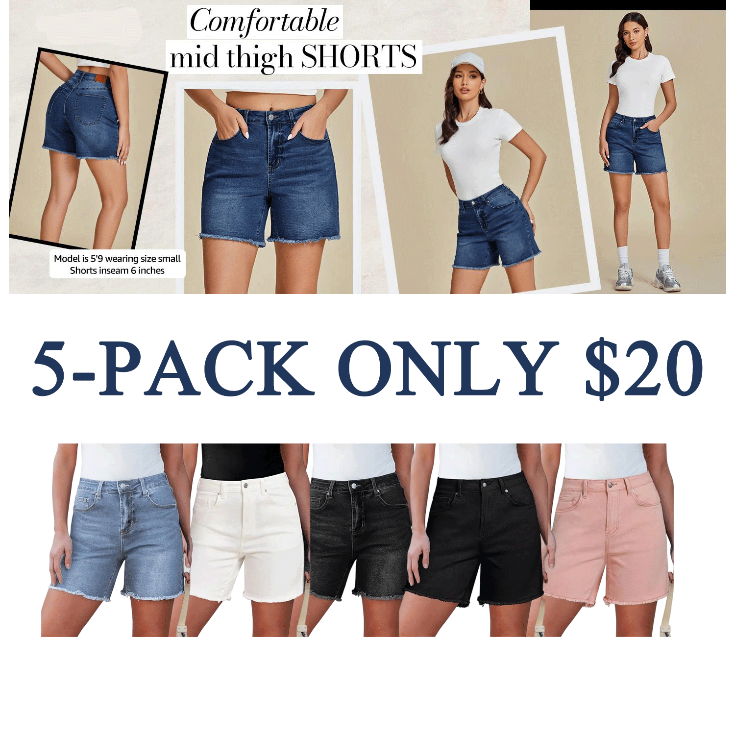 👖 👖Women’s High-Waisted Stretch Denim Shorts