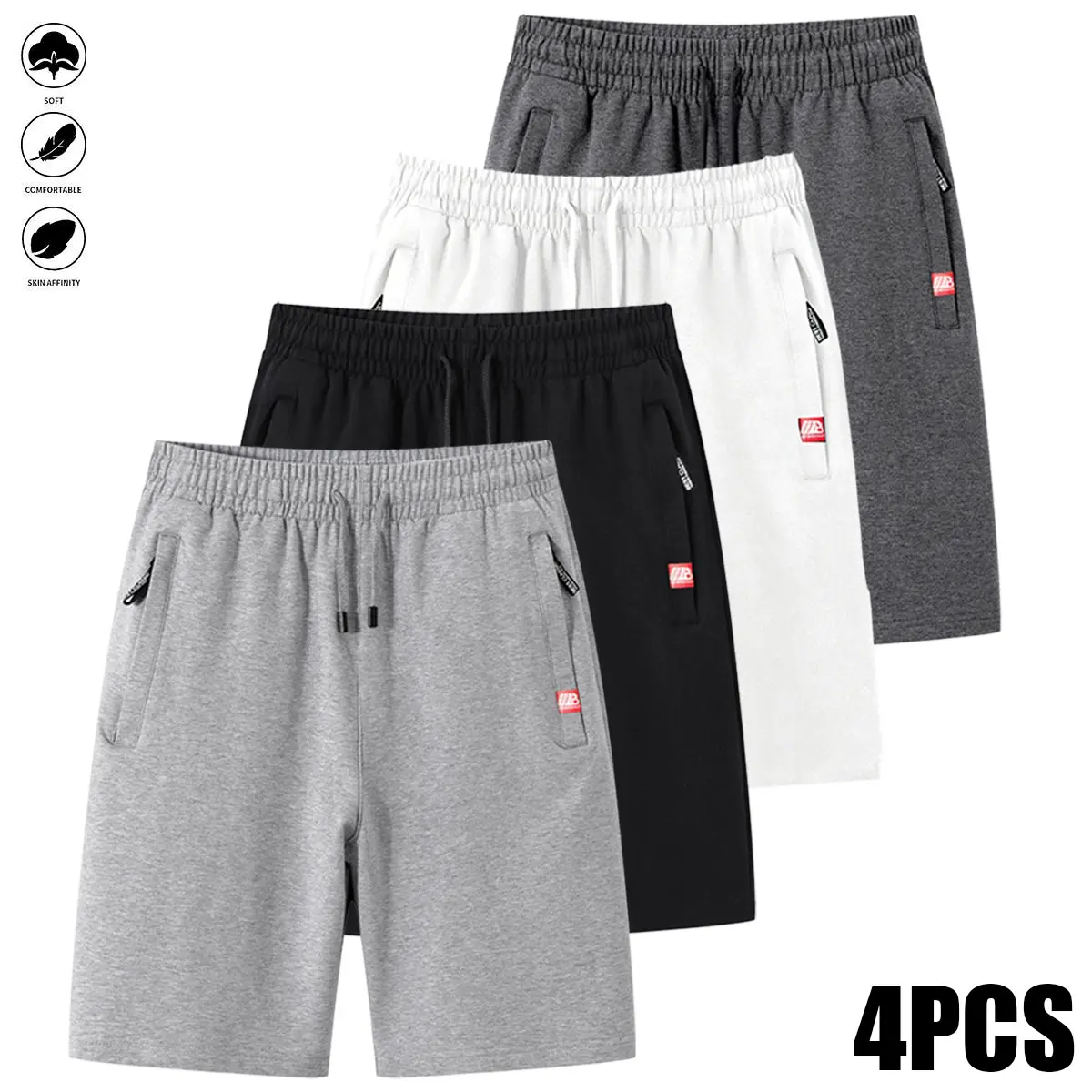 Men's Casual Breathable Summer Sports Shorts with Pullstring and Zipper for Beach Outdoor Activities Cycling Daily Wear