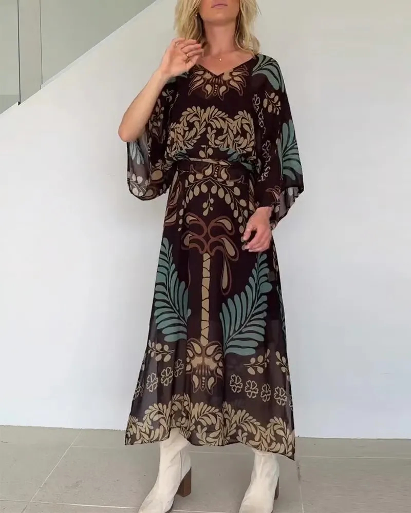 Bohemian V-Neck Loose Dress